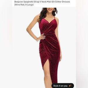 Glamorous Burgundy Glitter Midi Dress